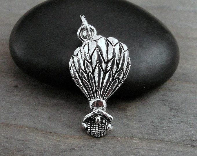 Hot Air Balloon Charm, Silver Plated Hot Air Balloon Pendant for Necklace or Bracelet, Ballooning Charm, Travel Charm, Adventure Charm