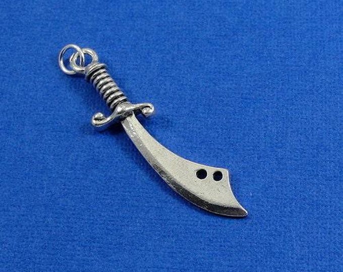 Scimitar Sword Charm - Silver Plated Scimitar Sword Charm for Necklace or Bracelet