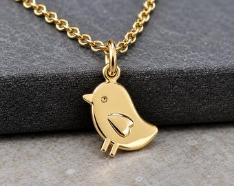 Baby Chick Necklace, Gold Baby Chick Charm Necklace, Easter Chick Necklace, Baby Chicken Charm, Chic Peep Necklace, Baby Bird Necklace