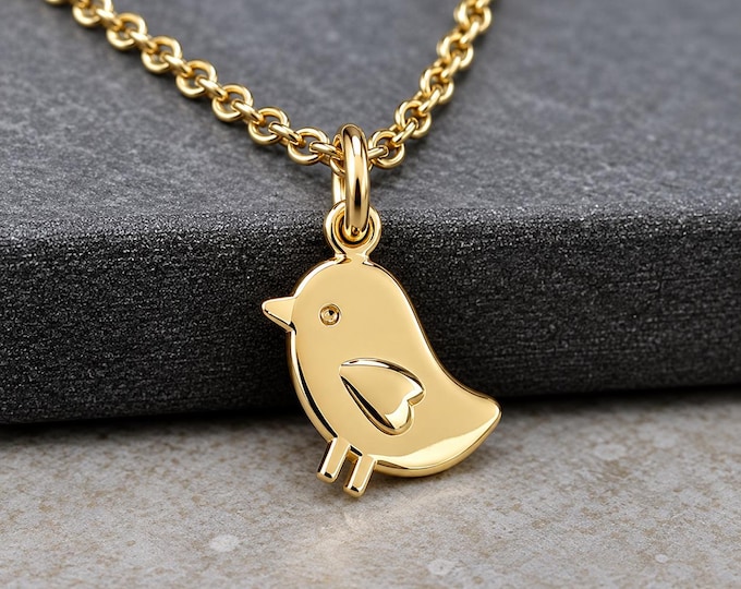 Baby Chick Necklace, Gold Baby Chick Charm Necklace, Easter Chick Necklace, Baby Chicken Charm, Chic Peep Necklace, Baby Bird Necklace