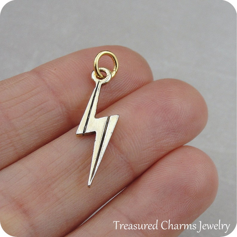 Lightning Bolt Charm Gold Lightning Charm Necklace or Etsy