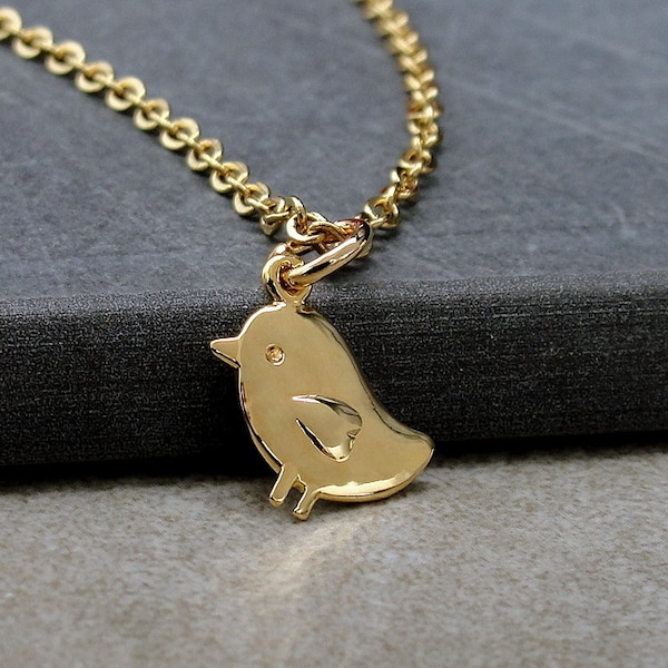 Baby Chick Necklace, Gold Baby Chick Charm Necklace, Easter Chick Necklace, Baby Chicken Charm, Chic Peep Necklace, Baby Bird Necklace