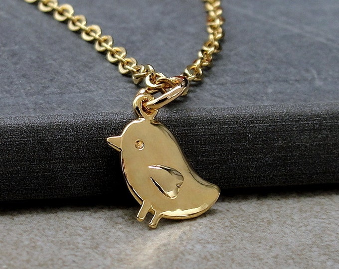 Baby Chick Necklace, Gold Baby Chick Charm Necklace, Easter Chick Necklace, Baby Chicken Charm, Chic Peep Necklace, Baby Bird Necklace
