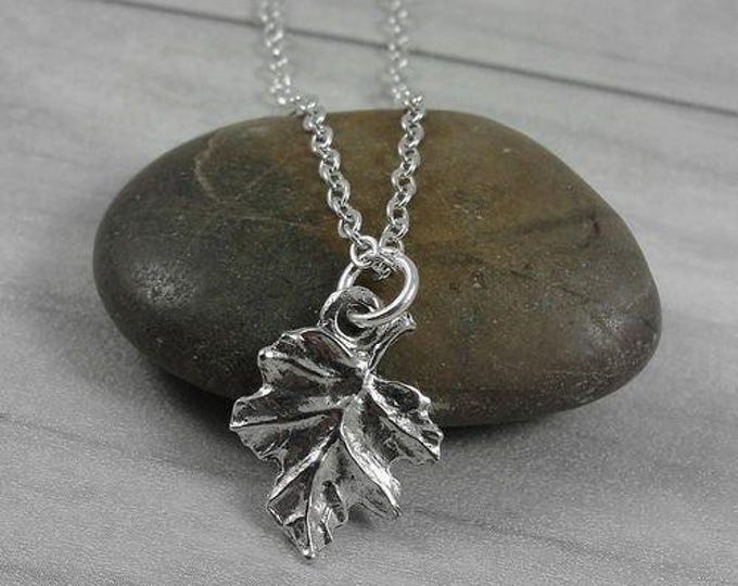 Oak Leaf Necklace, Silver Oak Leaf Charm on a Silver Cable Chain