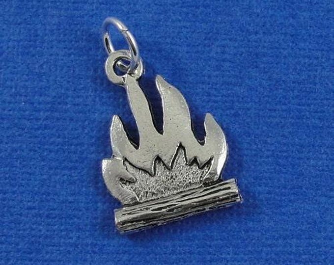 Campfire Charm - Silver Plated Nautical Camp Fire Charm for Necklace or Bracelet