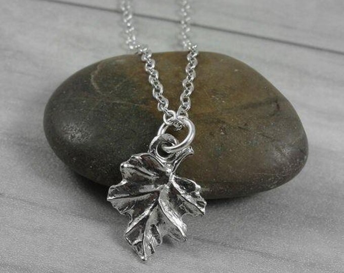 Oak Leaf Necklace, Silver Oak Leaf Charm on a Silver Cable Chain