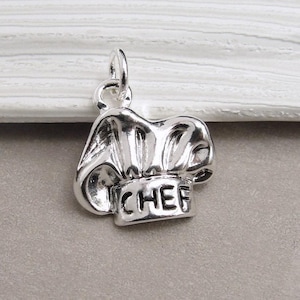 Chef Hat Charm, Silver Plated Chef Charm, Silver Baker's Chef Hat Charm for Necklace or Bracelet, Baker's Charm, Culinary School Charm