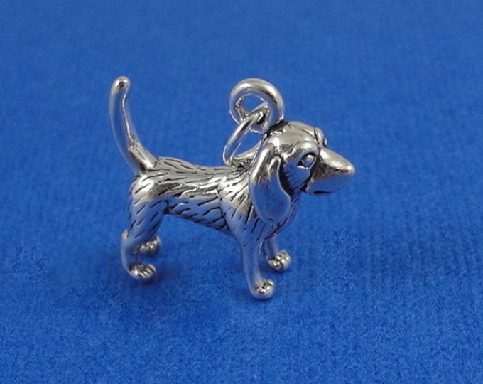 Beagle Dog Charm - Sterling Silver Beagle Hound Charm for Necklace or Bracelet