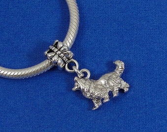 Collie Sheltie European Dangle Bead Charm - Silver Collie Dog Charm for European Bracelet