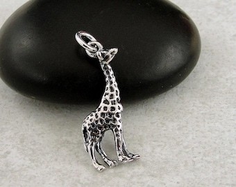 Giraffe Charm, Sterling Silver Giraffe Charm for Necklace or Bracelet, Zoo Charm, Safari Charm, Jungle Charm, Giraffe Necklace, Giraffe Gift