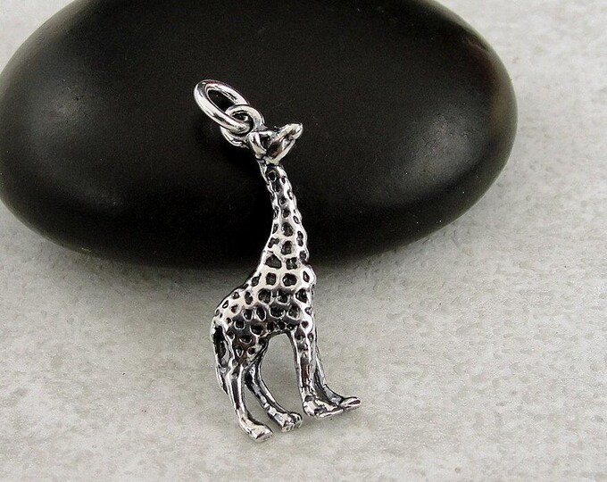 Giraffe Charm, Sterling Silver Giraffe Charm for Necklace or Bracelet, Zoo Charm, Safari Charm, Jungle Charm, Giraffe Necklace, Giraffe Gift