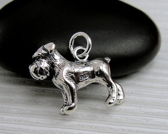 Schnauzer Charm, Sterling Silver Miniature Schnauzer Necklace Charm, 3D Schnauzer Charm, Schnauzer Gift, Schnauzer Jewelry, Puppy Dog Charm