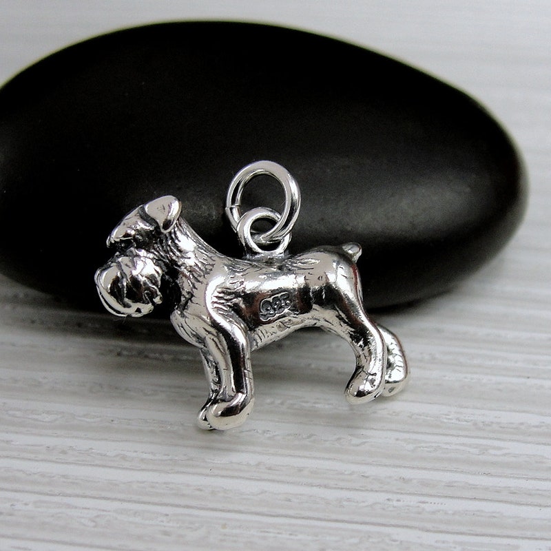 Pendentif Chien Schnauzer En Argent - Bijou Unisexe Blanc - Neuf Avec étiquettes - Pendentif Animalier LW