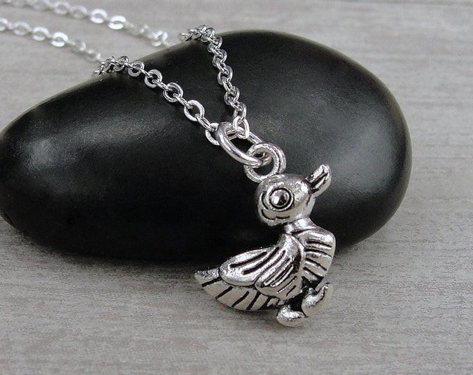 Silver Duck Necklace, Duckling Necklace, Duck Charm, Ducky Charm, Cute Duck Pendant, Duck Themed Gift, Duck Jewelry