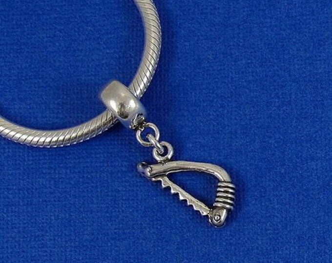 Hacksaw European Dangle Bead Charm - Sterling Silver Hacksaw Charm for European Bracelet
