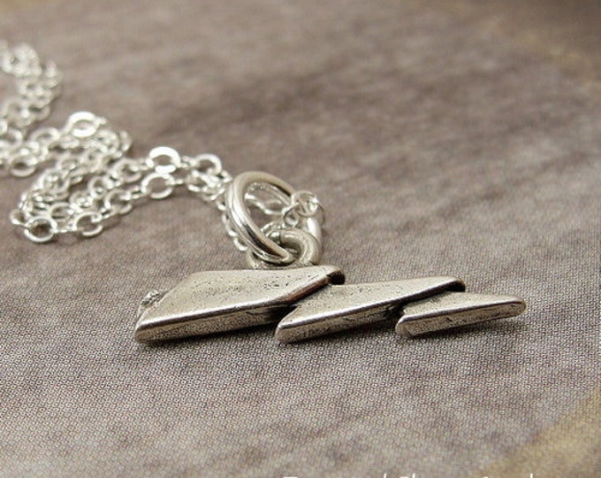 CLOSEOUT - Tiny Lightning Bolt Necklace, Sterling Silver Lightning Bolt Charm on a Silver Cable Chain