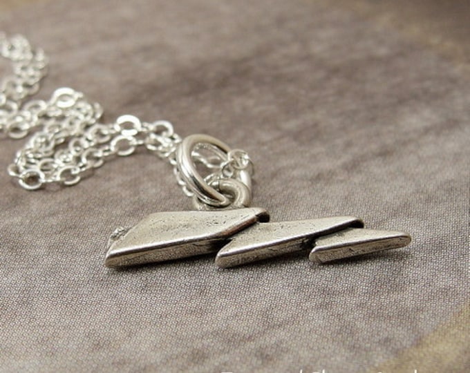 CLOSEOUT - Tiny Lightning Bolt Necklace, Sterling Silver Lightning Bolt Charm on a Silver Cable Chain