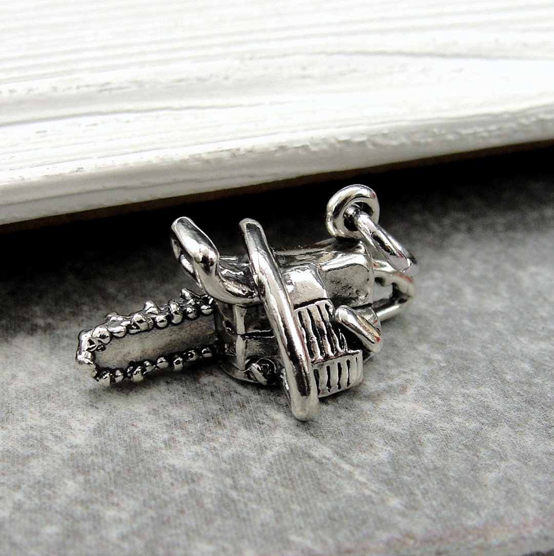 Chainsaw Charm, 925 Sterling Silver Chain Saw Charm, Power Tool Charm