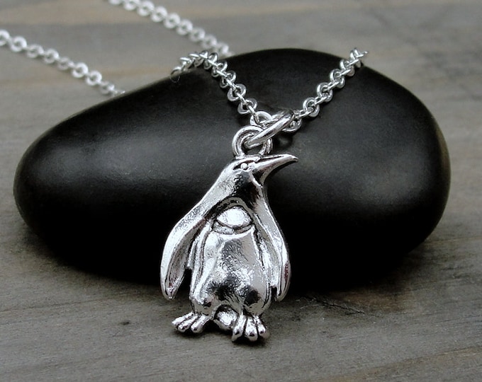 Penguin Necklace, Silver Plated Penguin Charm Necklace, Penquin Necklace, Penquin Charm, Penguin Pendant, Penguin Gift, Penguin Jewelry