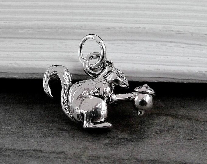 Squirrel Charm, Silver Chipmunk Charm for Necklace or Bracelet, Squirrel Necklace, Squirrel Pendant, Nature Charm, Squirrel Gift