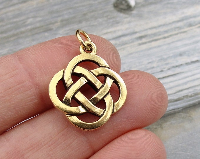 Celtic Knot Charm, Gold Celtic Knot Charm for Necklace or Bracelet, Eternal Knot Charm, Celtic Irish Jewelry, Symbol of Friendship Gift