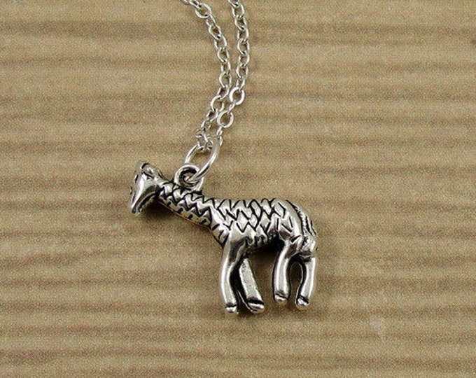 Giraffe Necklace, Silver Giraffe Charm on a Silver Cable Chain