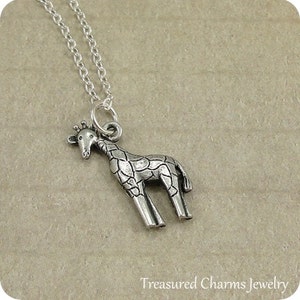 Giraffe Necklace, Silver Giraffe Charm on a Silver Cable Chain