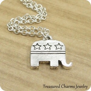 Republican Elephant Necklace, Silver Republican Elelphant Charm on a Silver Cable Chain