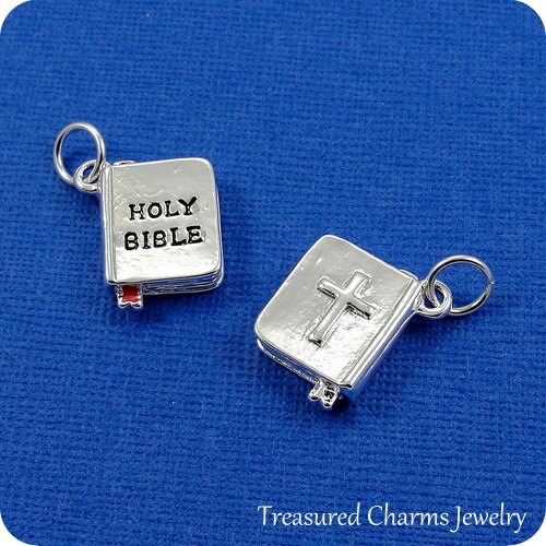 Holy Bible Charm Silver Plated Bible Charm for Necklace or Etsy