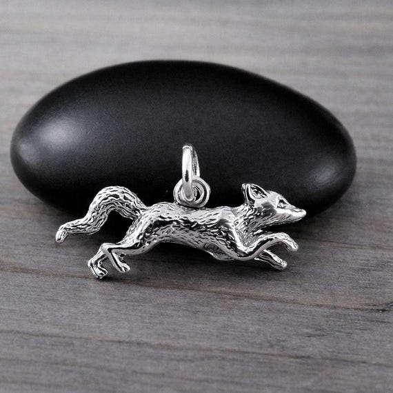 Running Fox Charm, Silver Fox Charm for Necklace or Bracelet, Coyote Charm, Coyote Necklace, Wild Animal Charm, Wildife Charm, Fox Gift