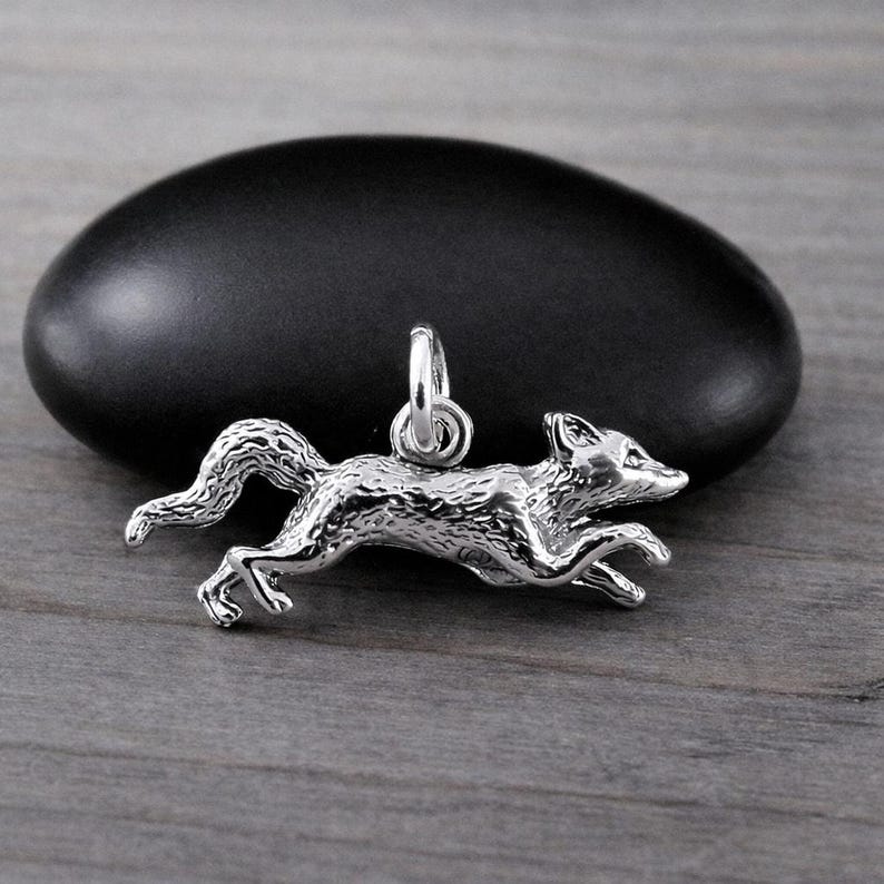 Running Fox Charm, Silver Fox Charm for Necklace or Bracelet, Coyote Charm, Coyote Necklace, Wild Animal Charm, Wildife Charm, Fox Gift image 1