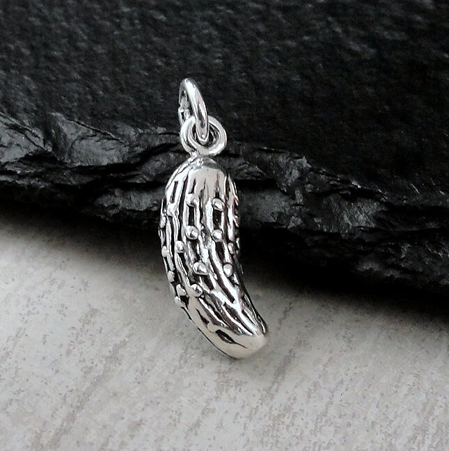 Pickle Charm Cucumber Charm 925 Sterling Silver Pickle or