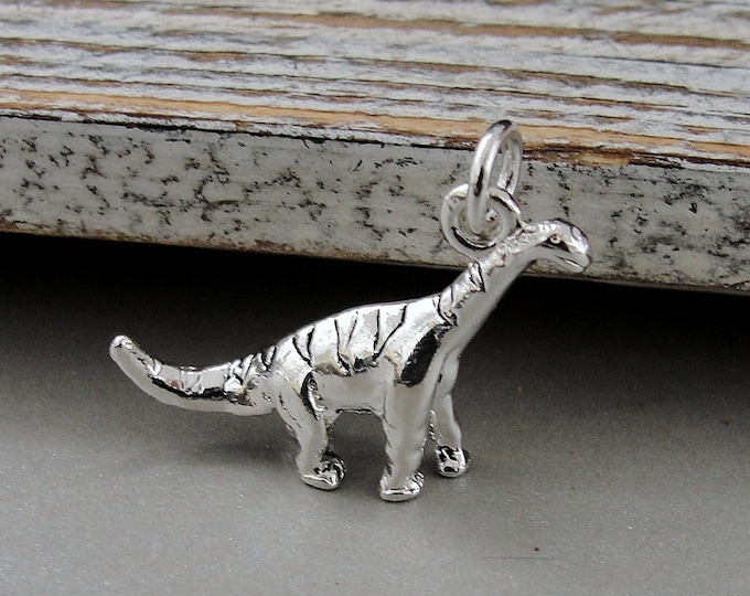 Brontosaurus Charm, Brachiosaurus Charm, Silver Plated Dinosaur Charm for Necklace or Bracelet, Dino Charm, Dinosuar Gift, Dinosaur Jewelry