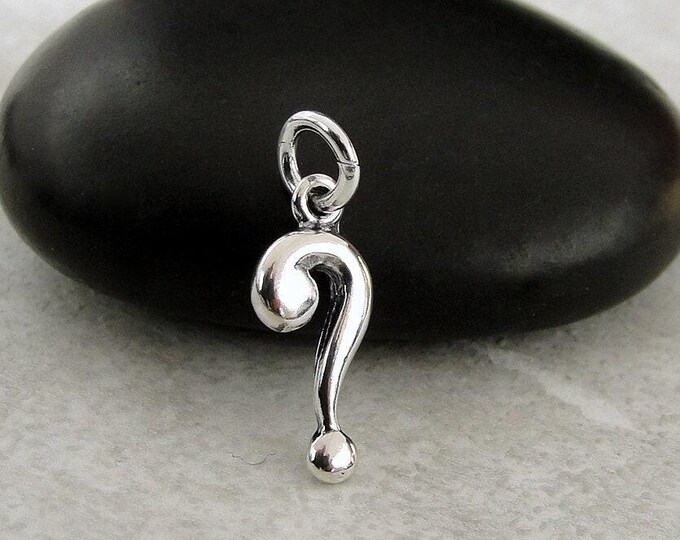 Tiny Question Mark Charm, Sterling Silver Question Mark Charm for Necklace or Bracelet, Punctuation Grammar Charm, English Teacher Gift