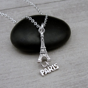 Paris Necklace, Silver Plated Eiffel Tower Charm Necklace, France Necklace, French Charm, Paris France Gift, Paris Themed Jewelry