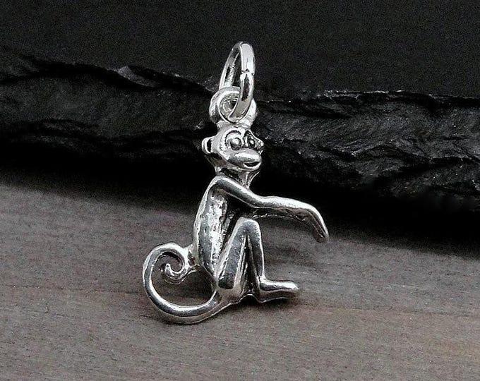 Tiny Monkey Charm, Silver Spider Monkey Charm, Primate Charm, Zoo Animal Charm, Jungle Charm, Cute Monkey Charm, Monkey Gift Jewelry