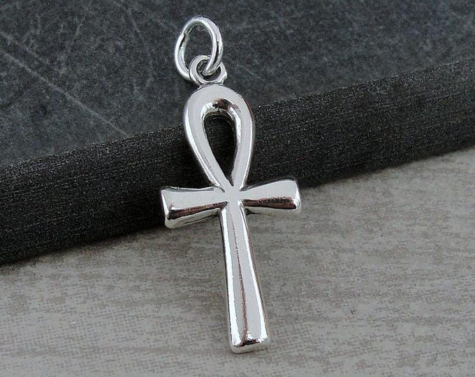 Ankh Charm, 925 Sterling Silver Egyptian Ankh Charm for Necklace or Bracelet, Egyptian Charm, Ancient Egypt Charm, Egyptian Gift Jewelry