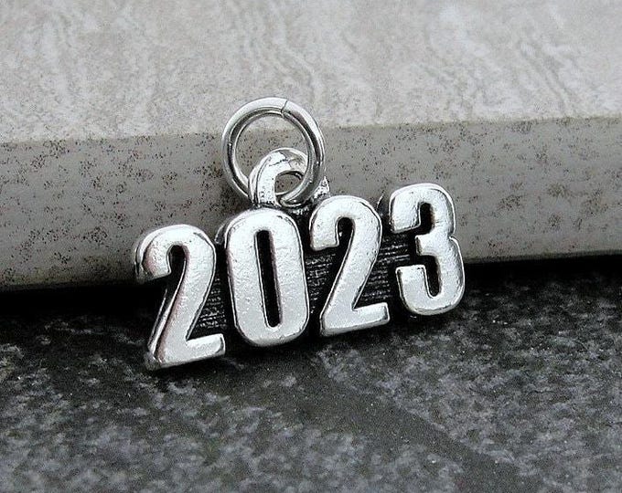 CLOSEOUT - 2023 Charm, Sterling Silver Year 2023 Charm, 2023 Pendant, 2023 Anniversary Charm, Class of 2023 Charm, Graduation Gift