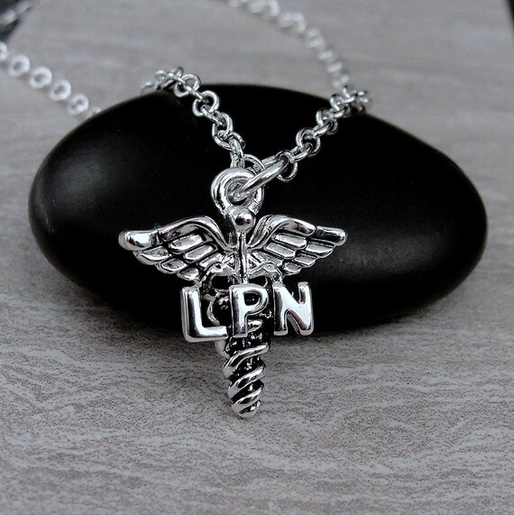 LPN Necklace, Silver Plated Licensed Practical Nurse Charm Necklace, LPN Symbol Necklace, Nurse Charm, Nurse Gift, Nurse Jewelry