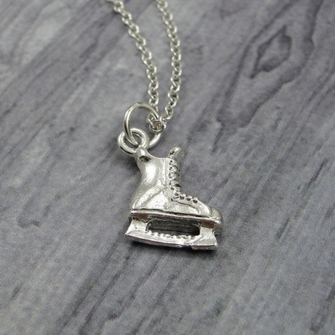 Ice Skate Necklace, Silver Plated Ice Skate Necklace on a Silver Cable