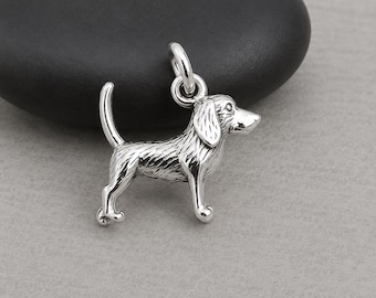 Beagle Charm, Sterling Silver 3D Beagle Charm for Necklace or Bracelet, Beagle Pendant, Puppy Dog Charm, Hound Dog Charm, Beagle Gift