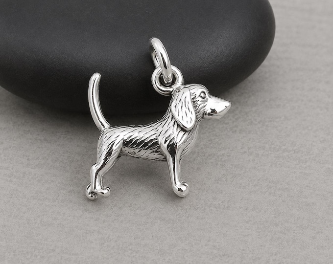 Beagle Charm, Sterling Silver 3D Beagle Charm for Necklace or Bracelet, Beagle Pendant, Puppy Dog Charm, Hound Dog Charm, Beagle Gift