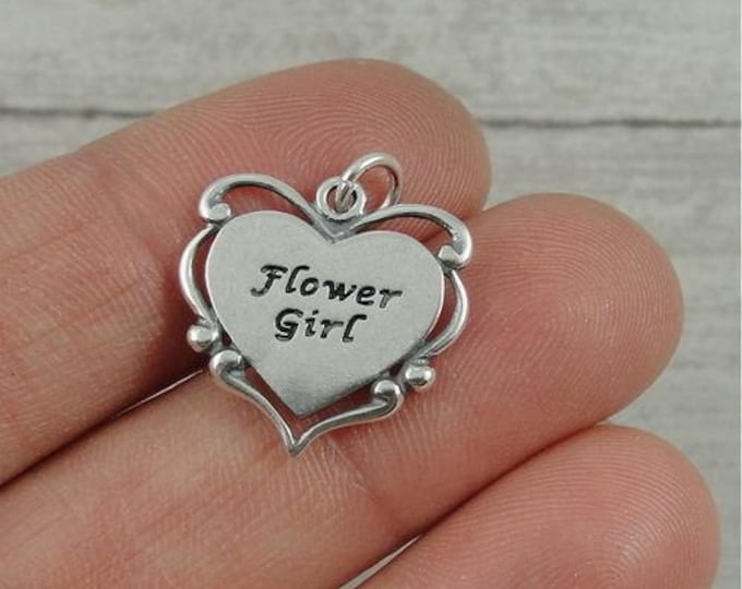 Flower Girl Charm - Sterling Silver Flower Girl Charm for Necklace or Bracelet