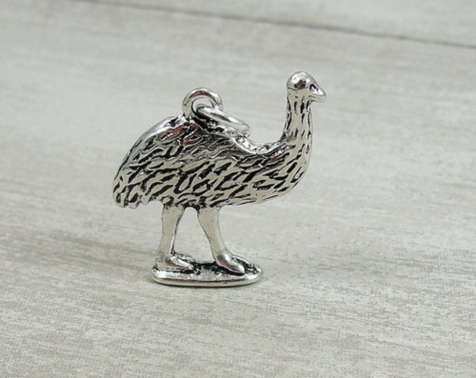 Emu Charm - Silver Plated Emu Charm for Necklace or Bracelet