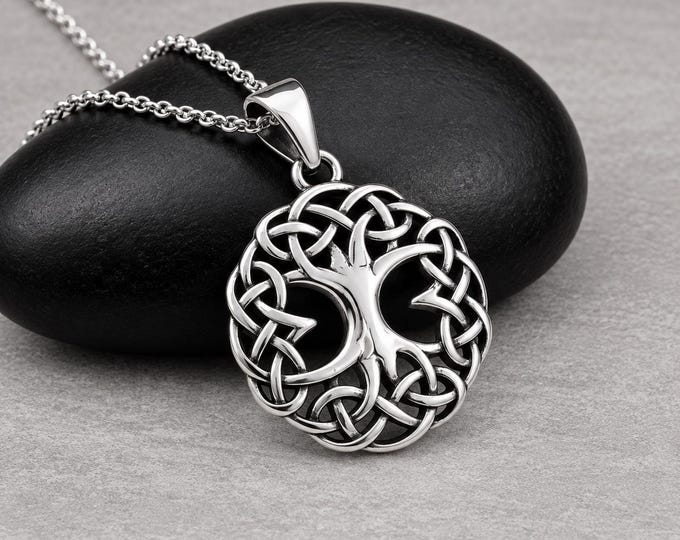 925 Sterling Silver Celtic Tree of Life Necklace, Celtic Tree Charm Necklace, Celtic Family Tree Charm Necklace, Celtic Gift Jewelry