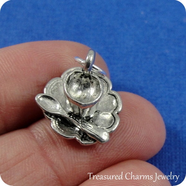 Cup and Saucer Charm - Silver Plated Cup and Saucer Tea Charm for Necklace or Bracelet