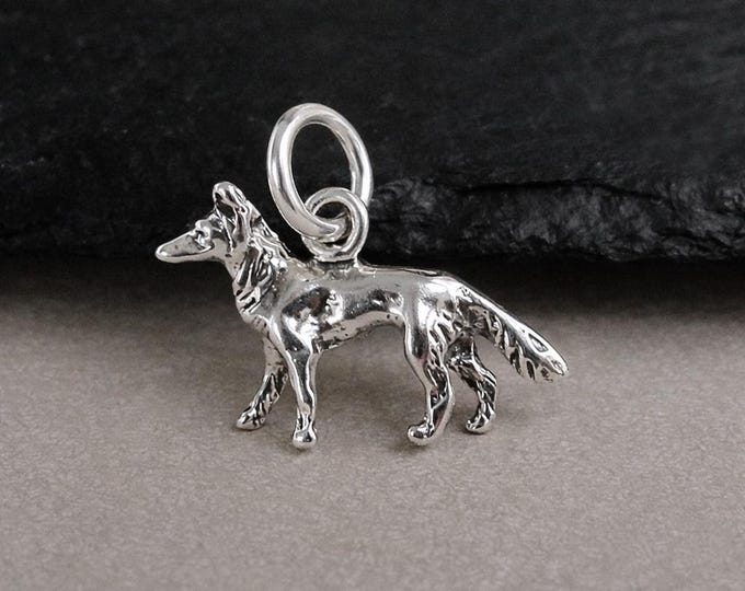 925 Sterling Silver German Shepherd Charm, Silver Dog Charm, Silver German Shepherd Pendant, German Shepard Charm Jewelry