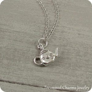 Teapot Necklace, Silver Plated Teapot Charm on a Silver Cable Chain