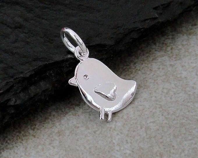 Baby Chick Charm, Silver Chicken Charm for Necklace or Bracelet, Sparrow Charm, Baby Bird Charm, Easter Chick Charm, Chick Bird Gift Jewelry