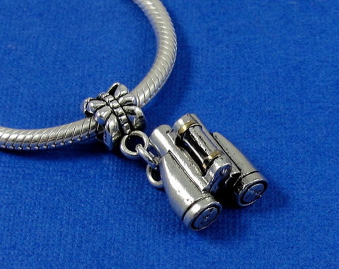 Binoculars European Dangle Bead Charm - Silver Binoculars Charm for European Bracelet